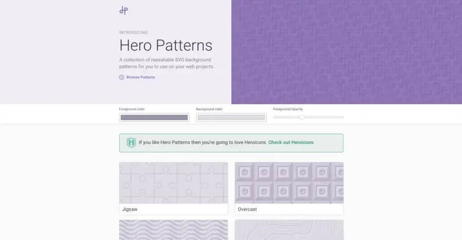 Hero patterns homepage