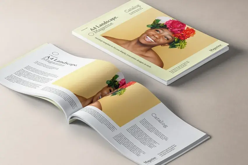 A4 landscape magazine mockup v2