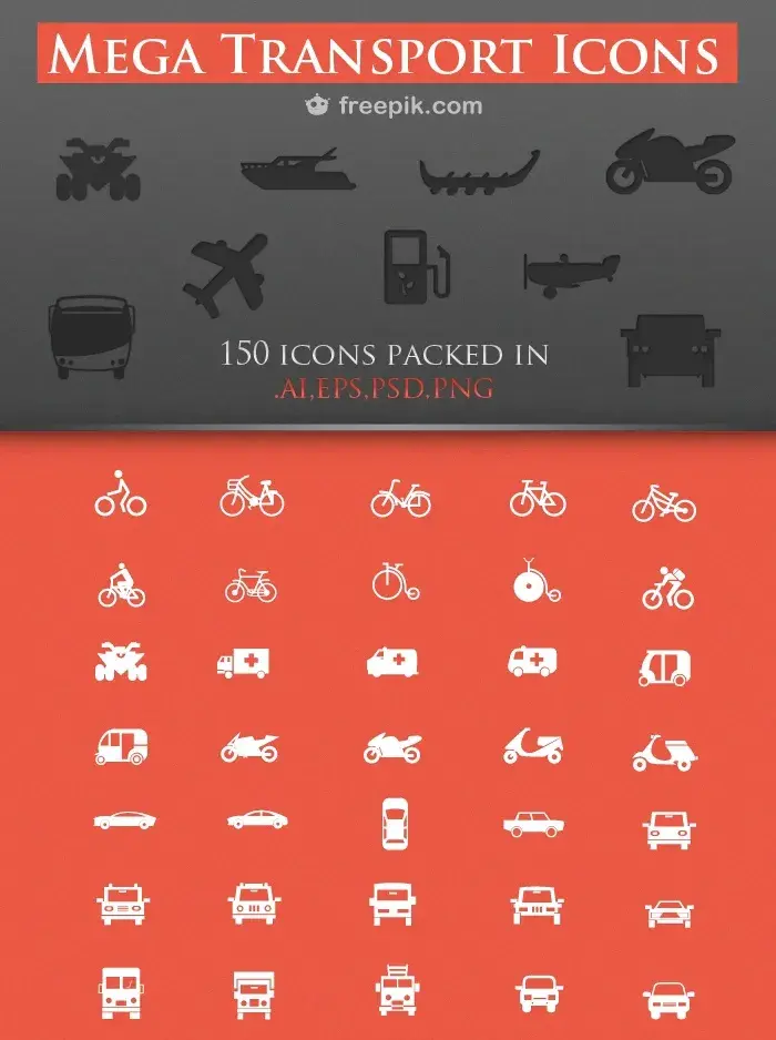 150 royalty free transport icons