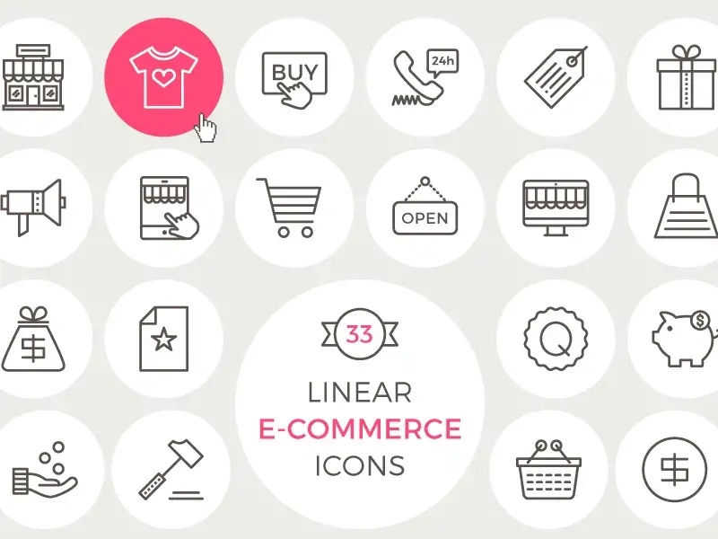 33 free linear ecommerce icons
