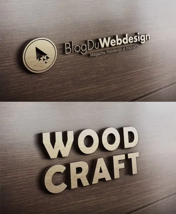 3d wooden logo mockup