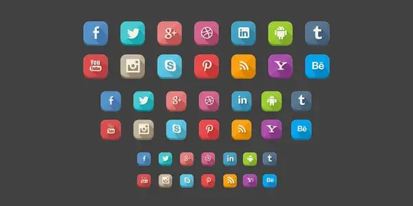 42 long shadow social icons psd