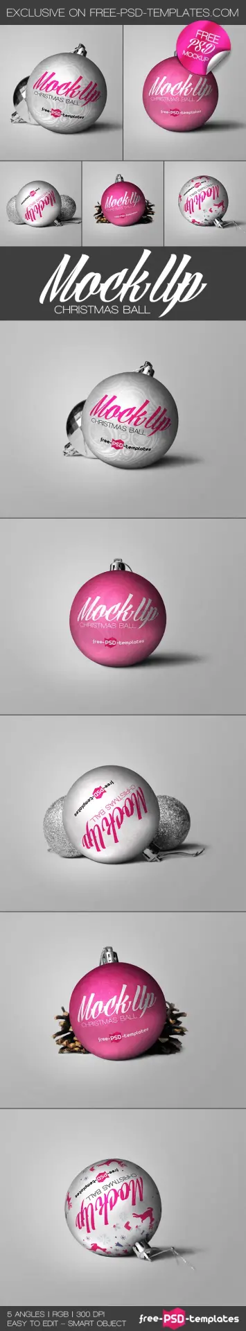 5 free christmas ball mock ups