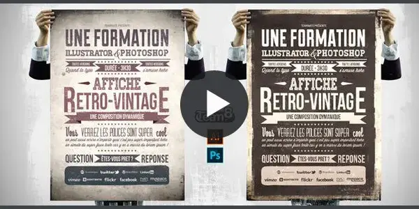 Affiche retro vintage illustrator