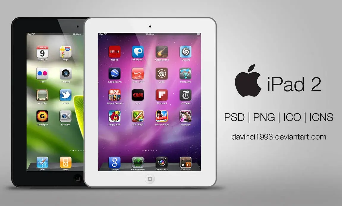 Apple ipad 2 psd png ico icns