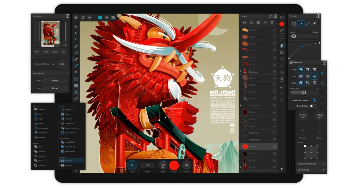 Applis design mobile - Affinity Designer iPad