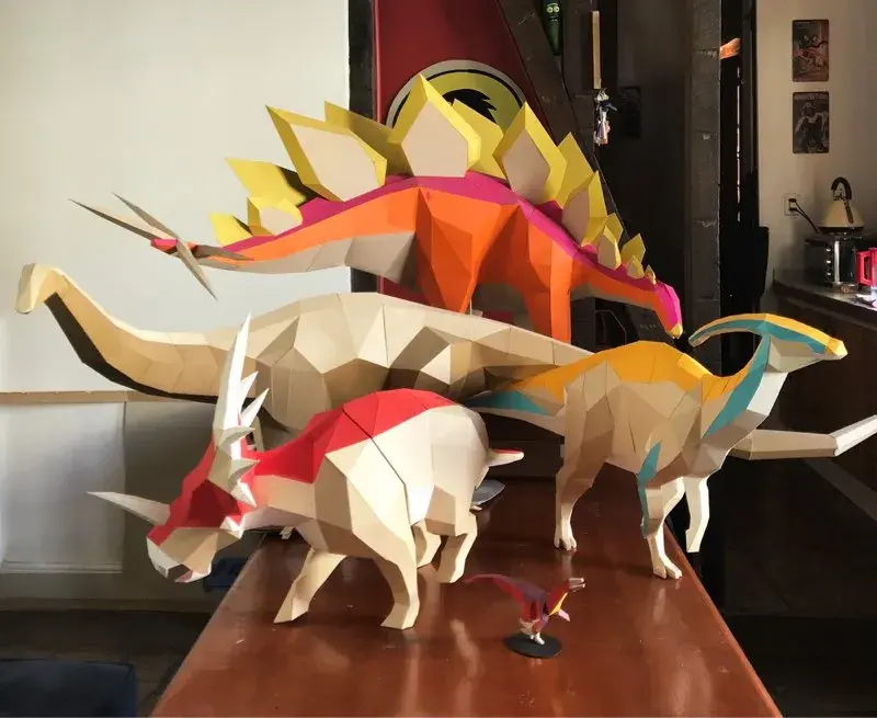 Art papier plusieurs dinosaures