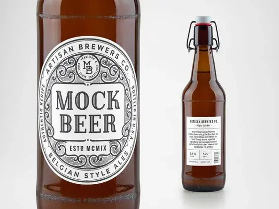 Artisan beer bottle mockup