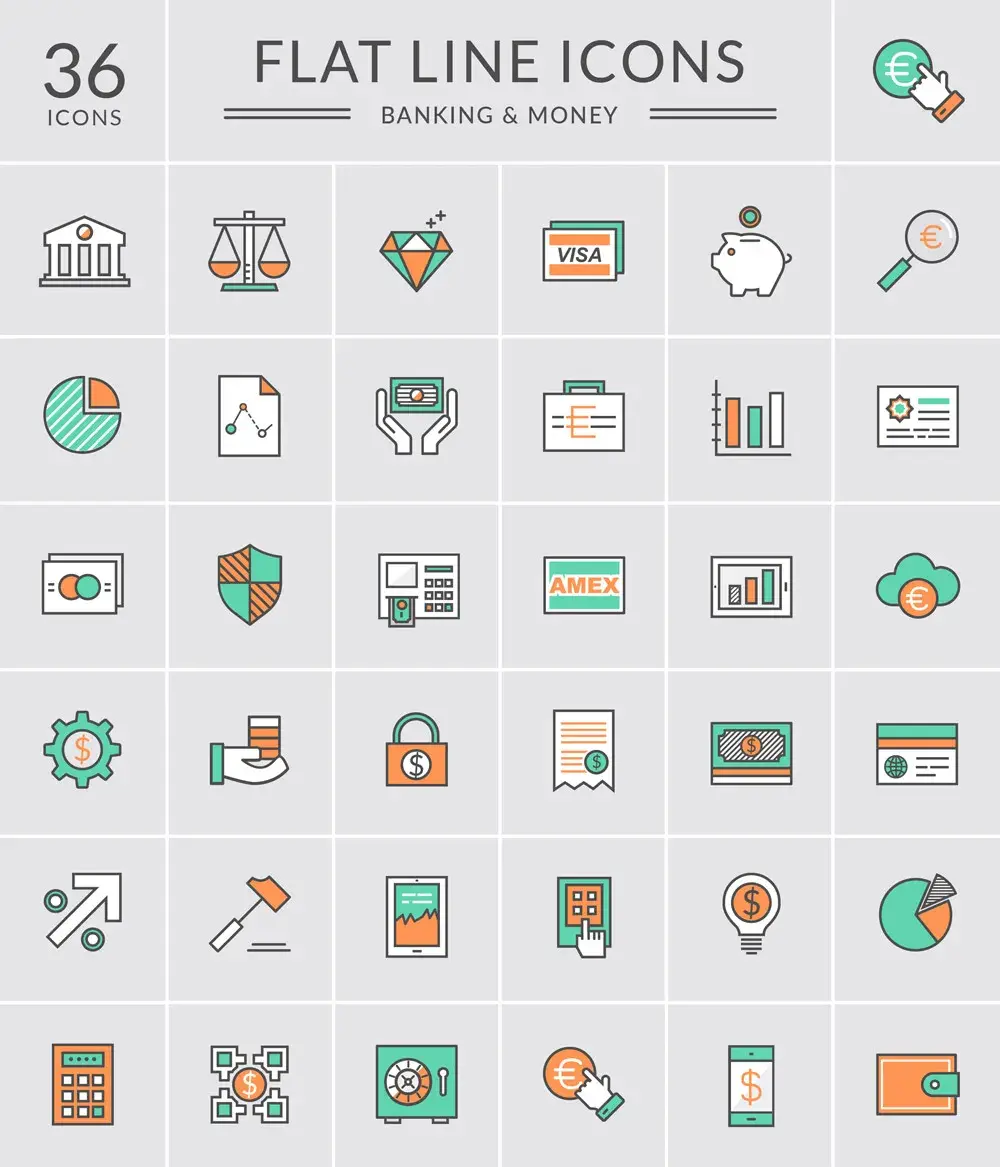 Bank money icons vectors