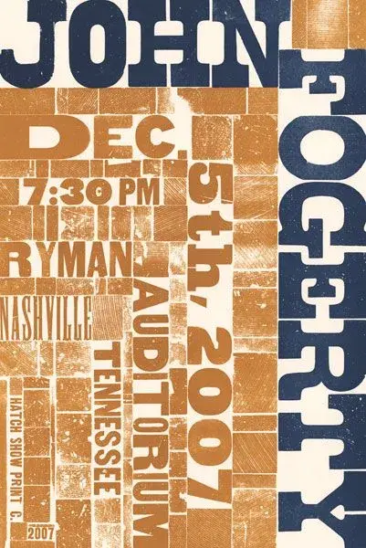 Bdw affiche poster typographie john fogerty concert connie wilson