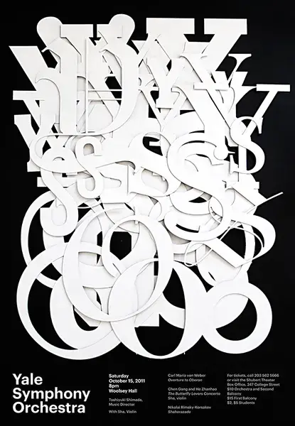 Bdw affiche poster typographie yale symphony orchestra baubauhaus