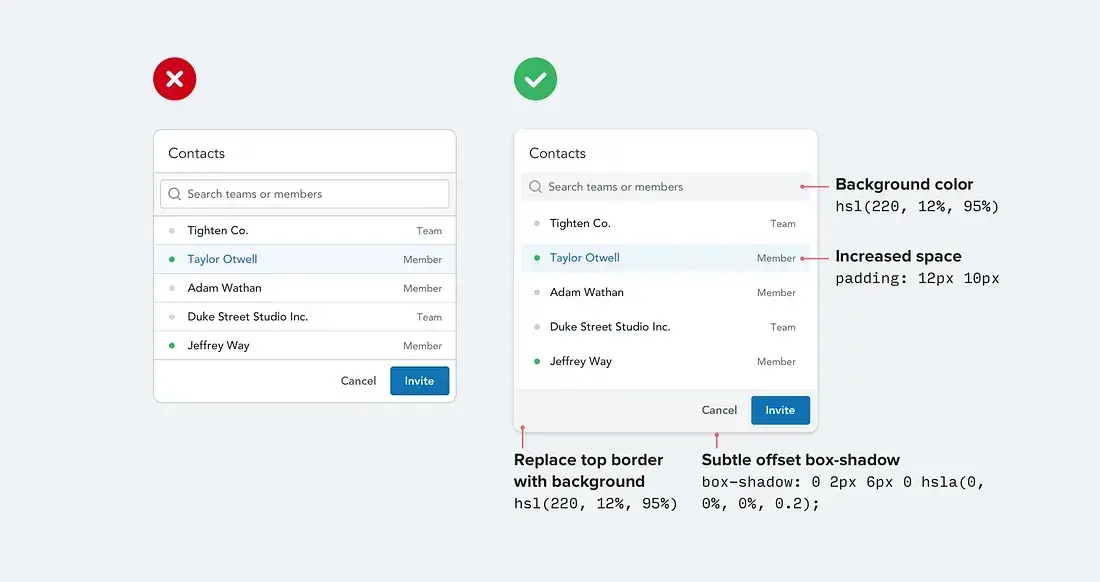 ameliorer design interface bordures