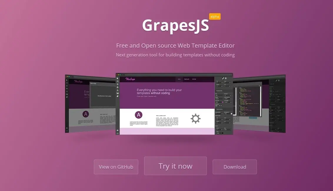 Framework pages web visuelles grapejs