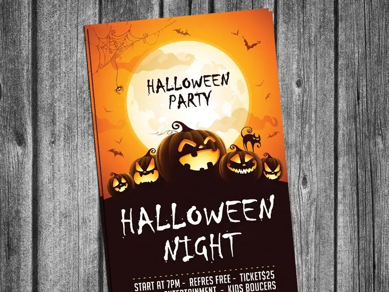 PSD gratuit d'une carte d'invitation sur le thème Halloween