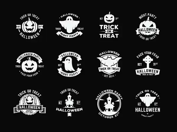 Vecteurs de badges gratuits sur le thème d'Halloween