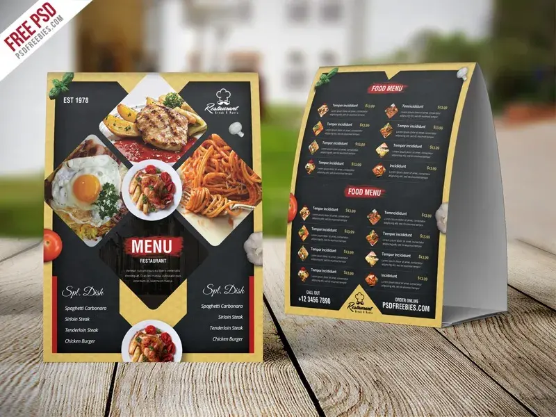 Bdw free psd menu restaurant menu