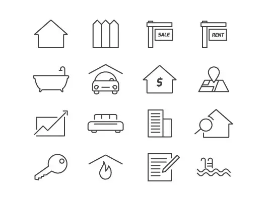 Bdw icones lineaires minimalistes real estate