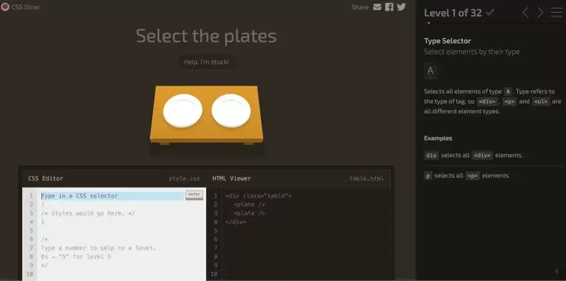 Jeu webdesign CSS Diner