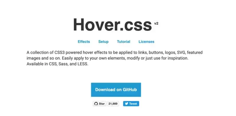 Librairie animations js et css Hover