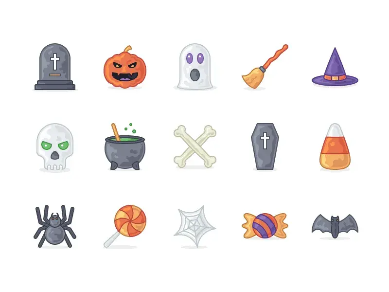 15 icônes sur le thème d'Halloween par Otto