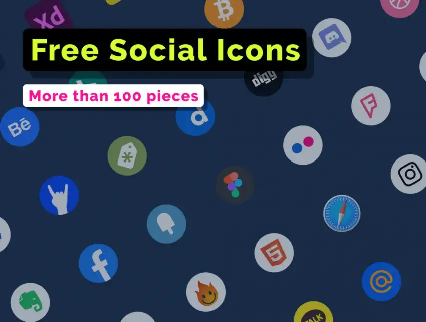 Bdw pack 100 icones reseaux sociaux gratuites