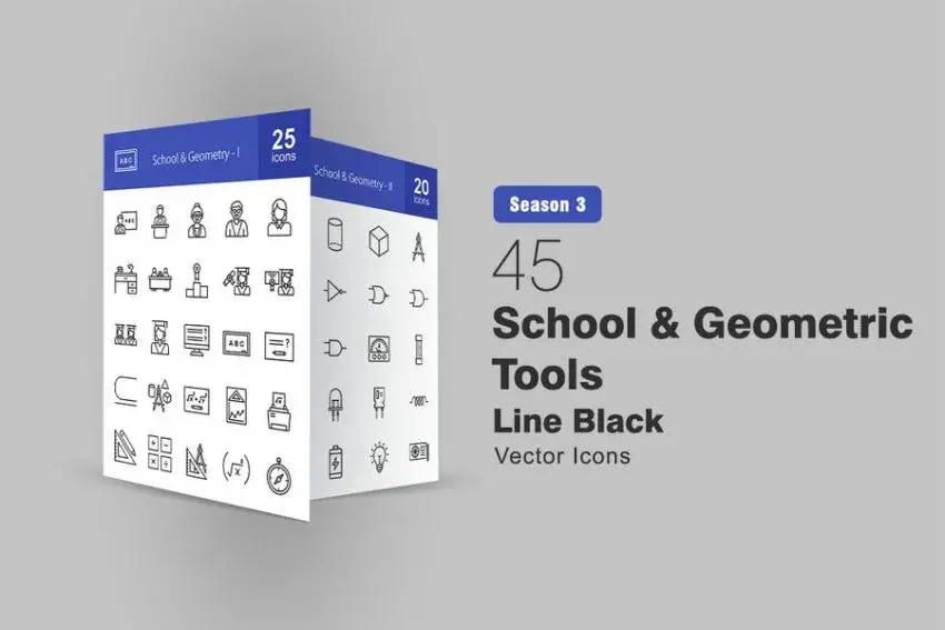 Bdw pack 45 icones outils scolaires
