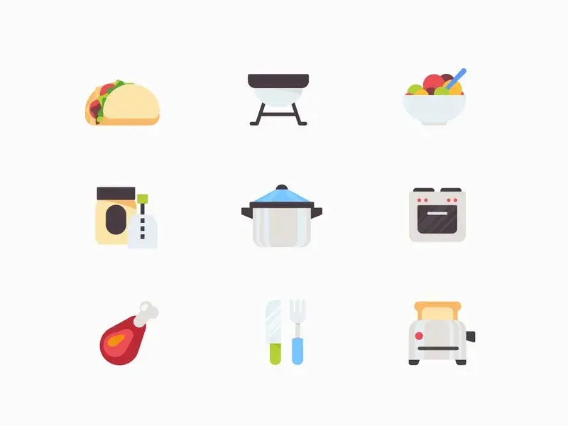 Bdw pack icones cuisine nourriture