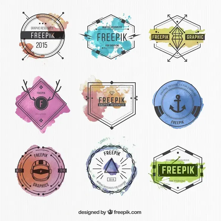 Bdw pack retro watercolor badges collection