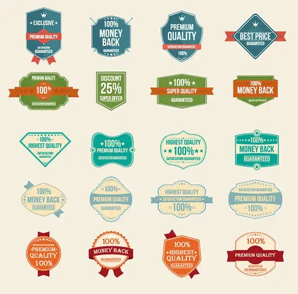 Bdw pack vector vintage badges stickers