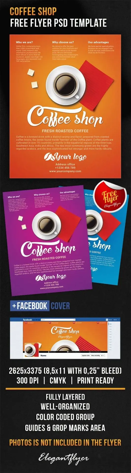 Bdw ressource psd gratuite coffee shop flyer