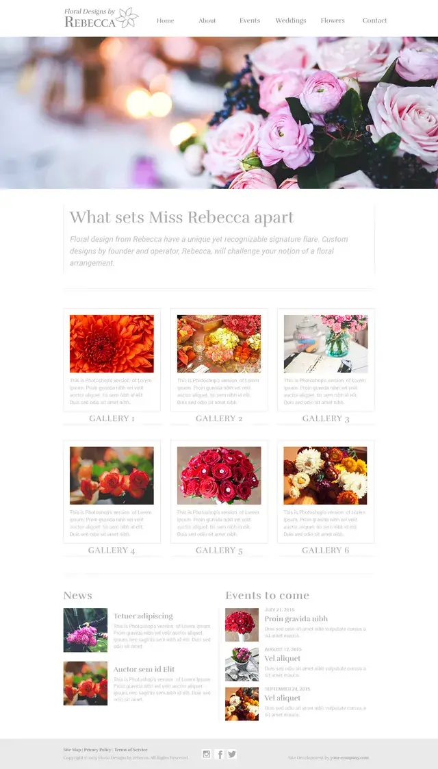 Bdw ressource psd gratuite website template floral design john horoszewski