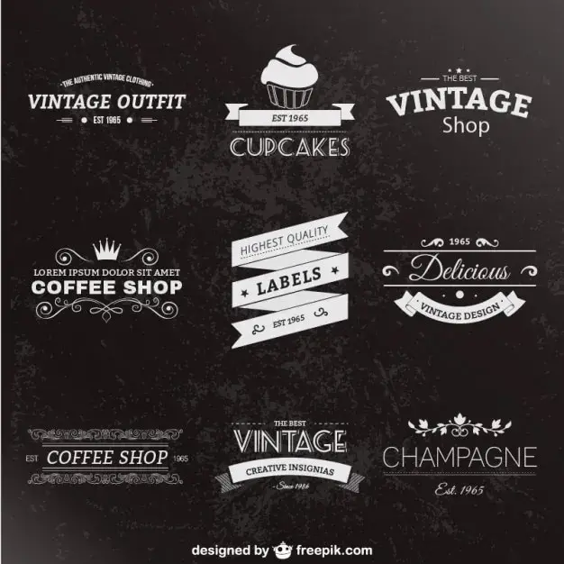 Bdw retro style labels pack