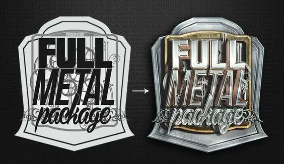 Bdw typographie psd full metal 3d