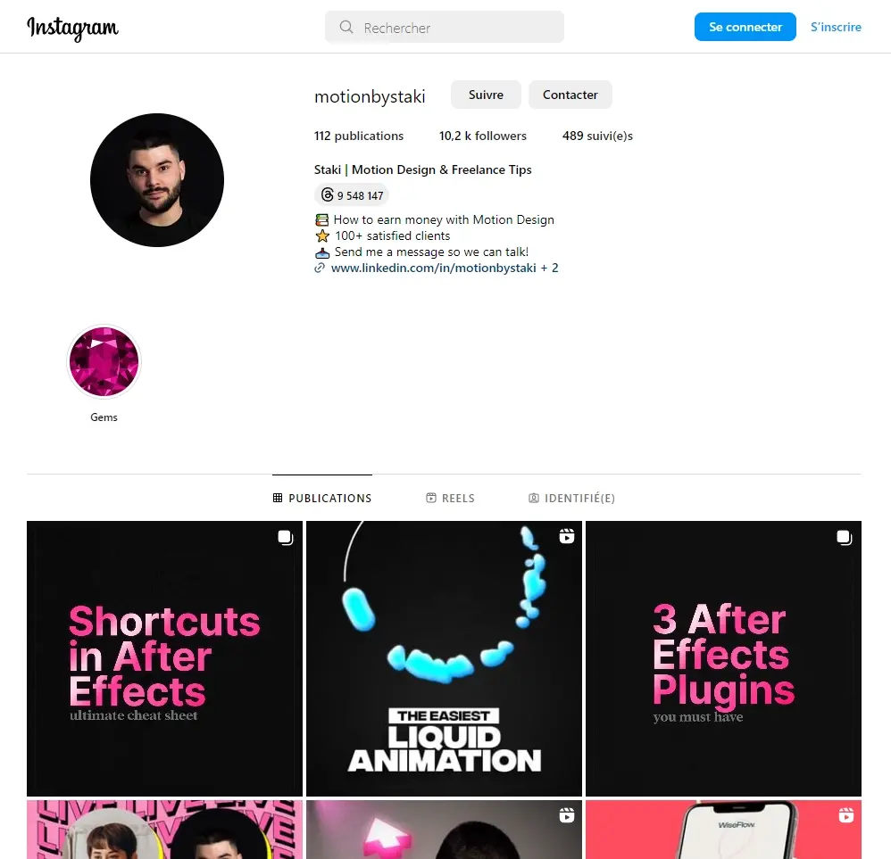 10 comptes instagram motion design - motionbystaki