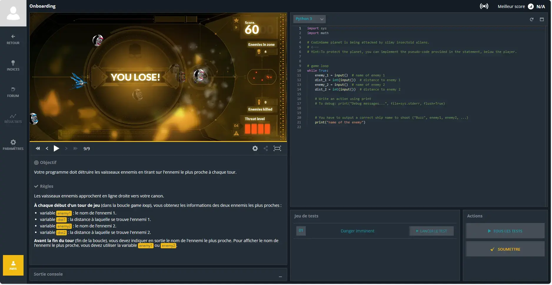 Jeu de programmation codingames 2