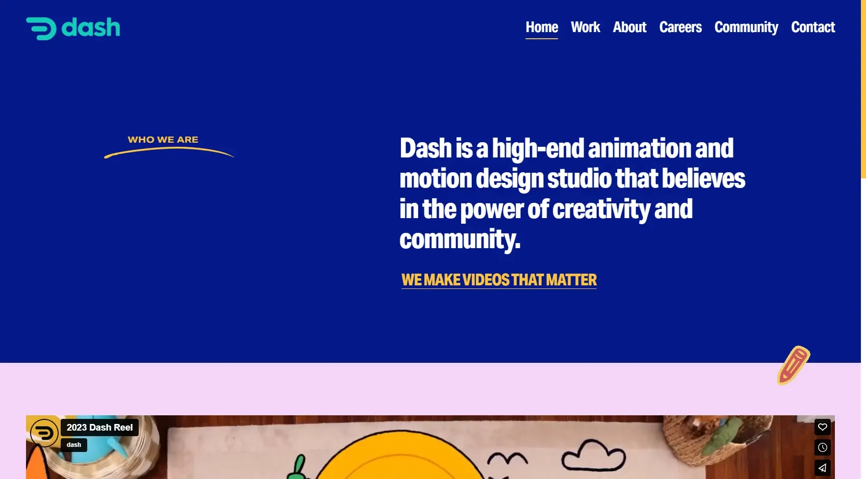 Site motion design dash