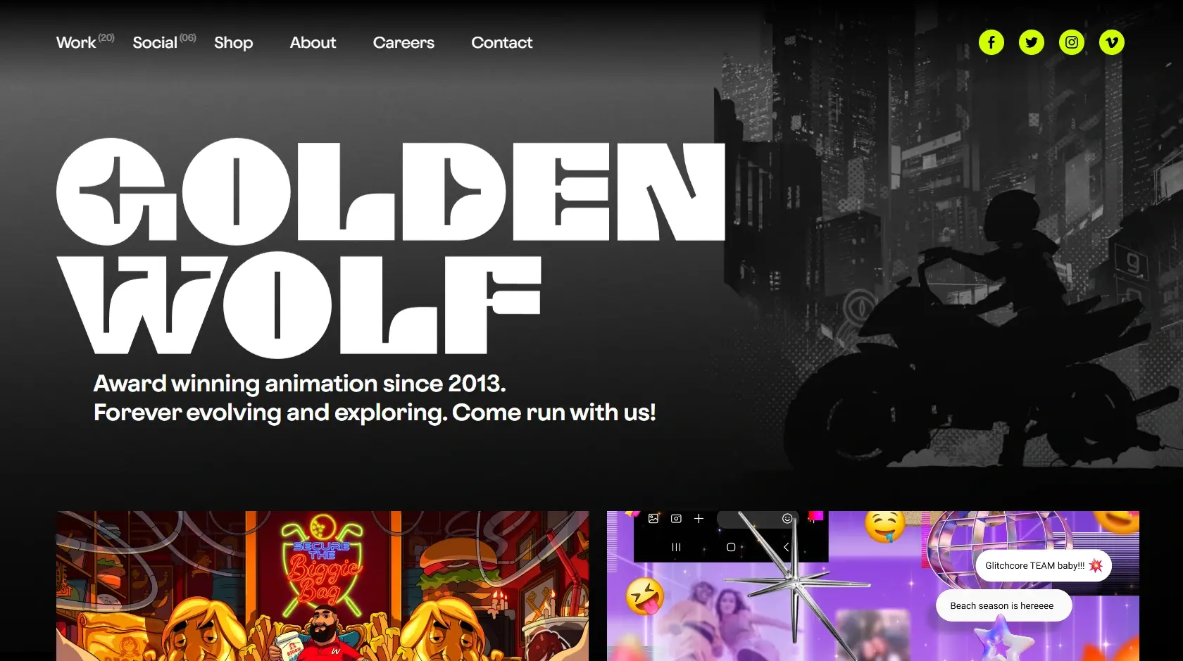 Site motion design golden wolf