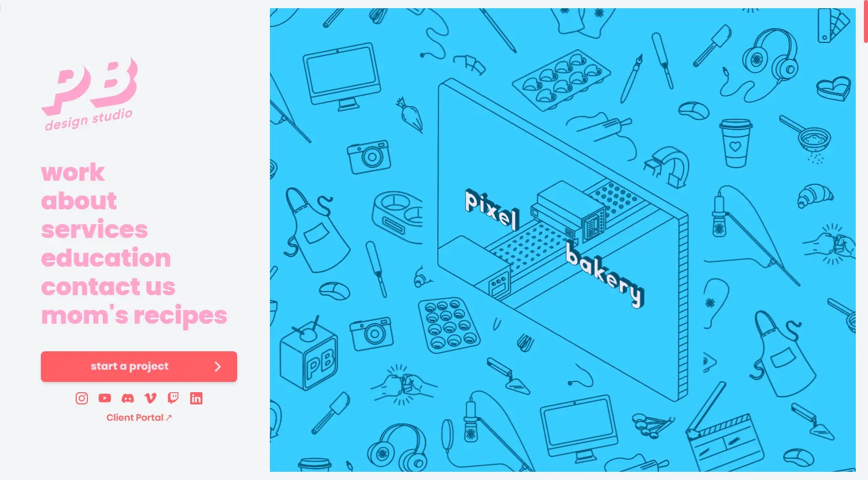 Site motion design pixel bakery