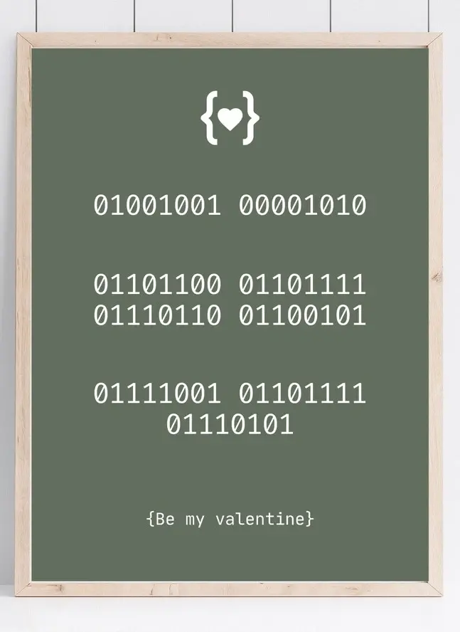 Blogduwebdesign idees cadeaux geek webdesigner graphiste saint valentin cadre code binaire 2