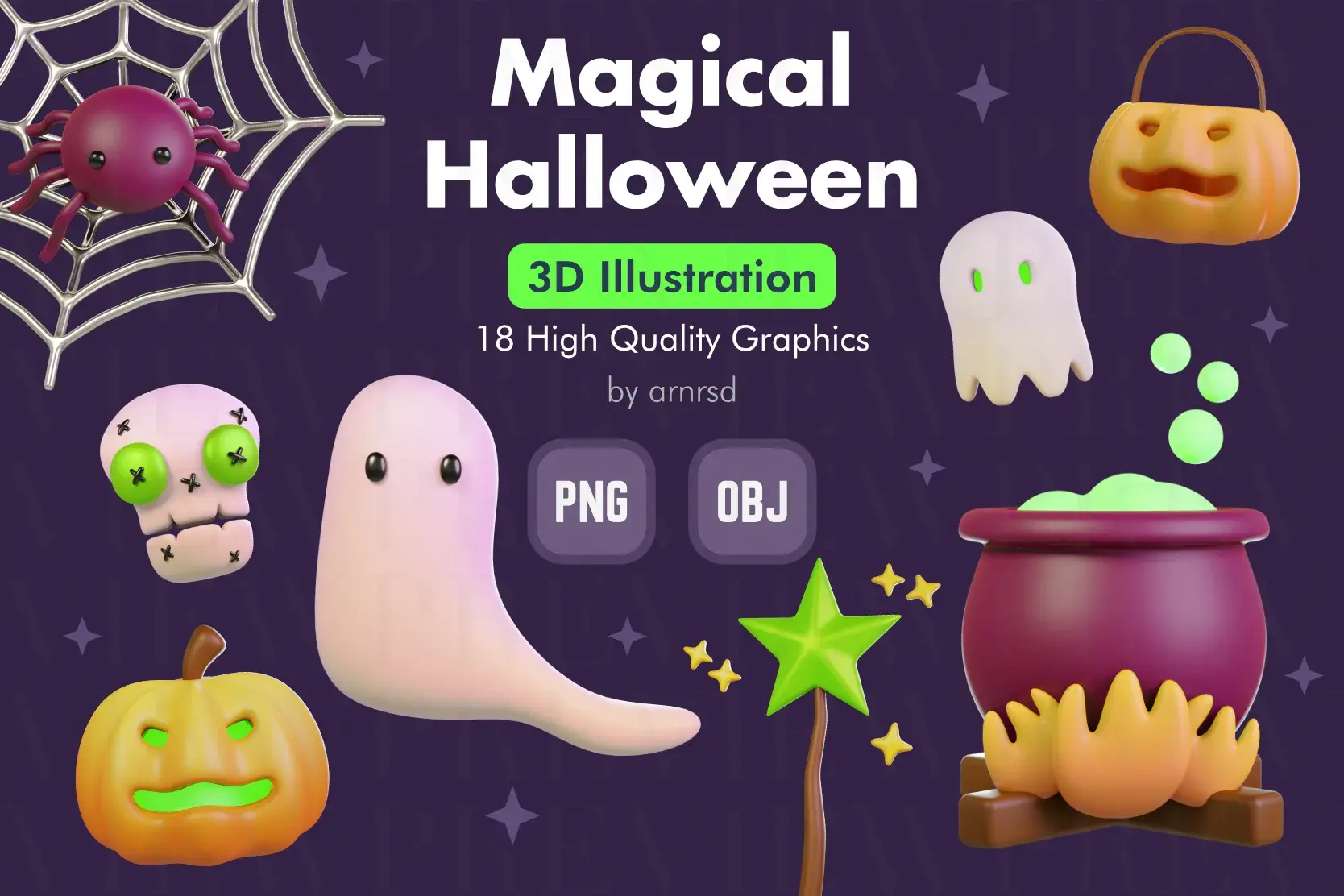 Blogduwebdesign illustrations 3d halloween magical