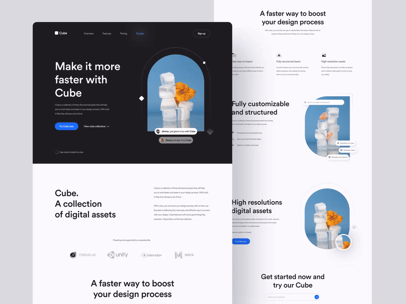 Animation site web cube