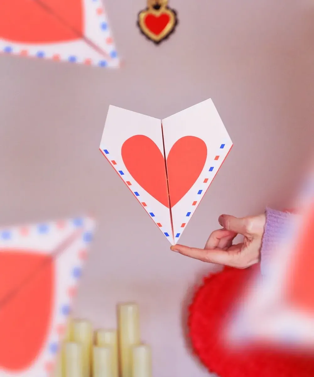 Carte saint valentin originale avion papier lettre 2
