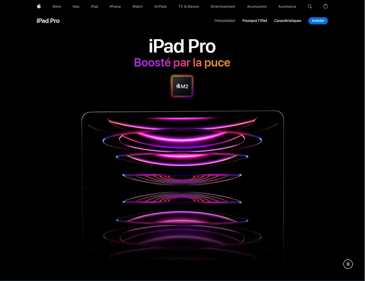 Exemple effet parallaxe site web apple ipad