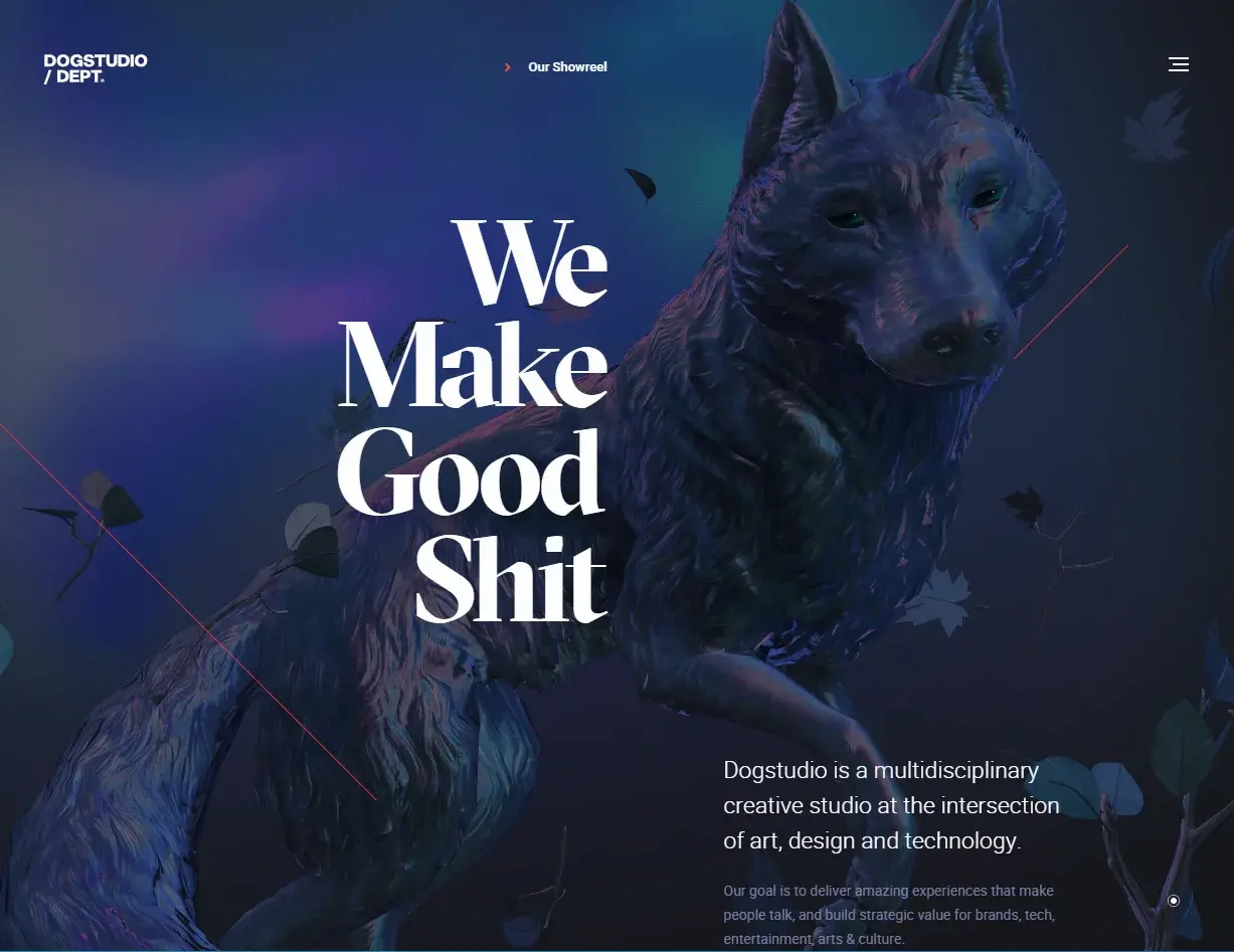 Exemple effet parallaxe site web dog studio