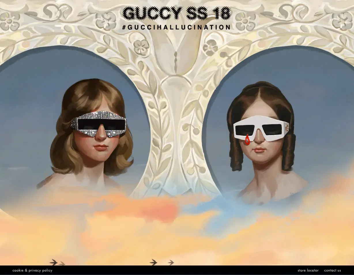 Exemple effet parallaxe site web gucci ss 18