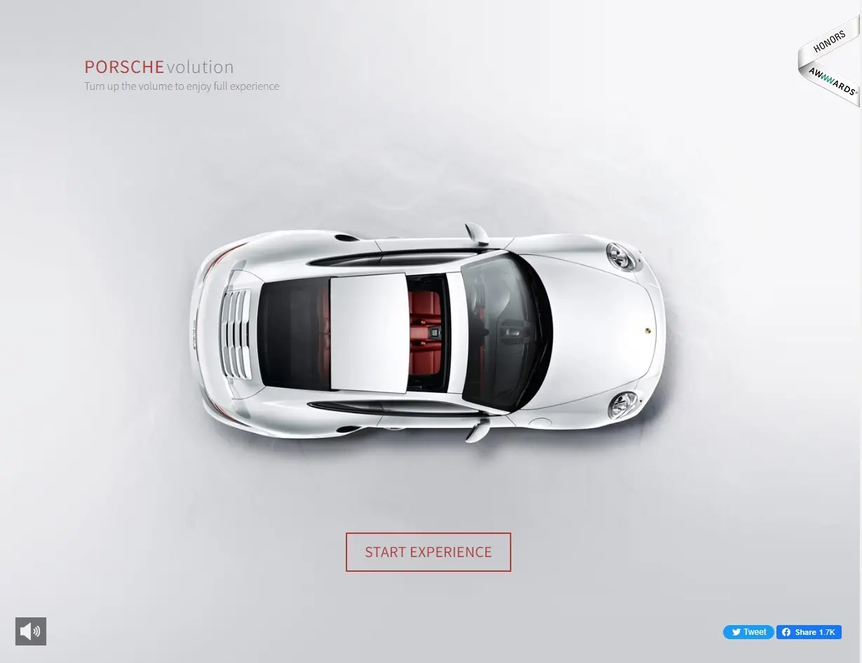 Exemple effet parallaxe site web porsche volution