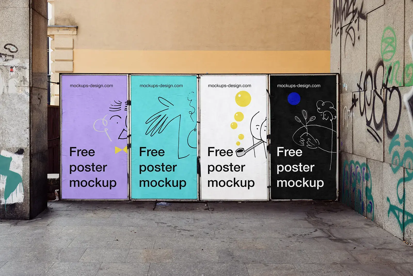 Mockup affiche publicitaire rue 2