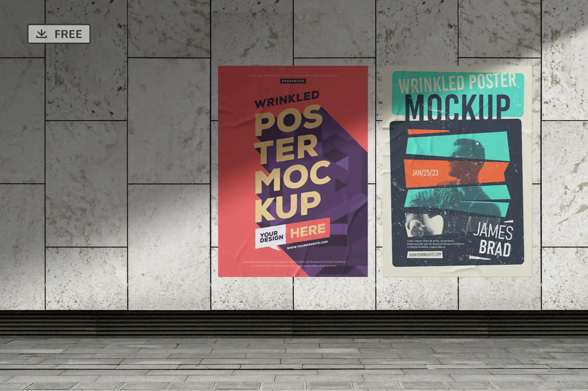 Mockup affiche rue froissees