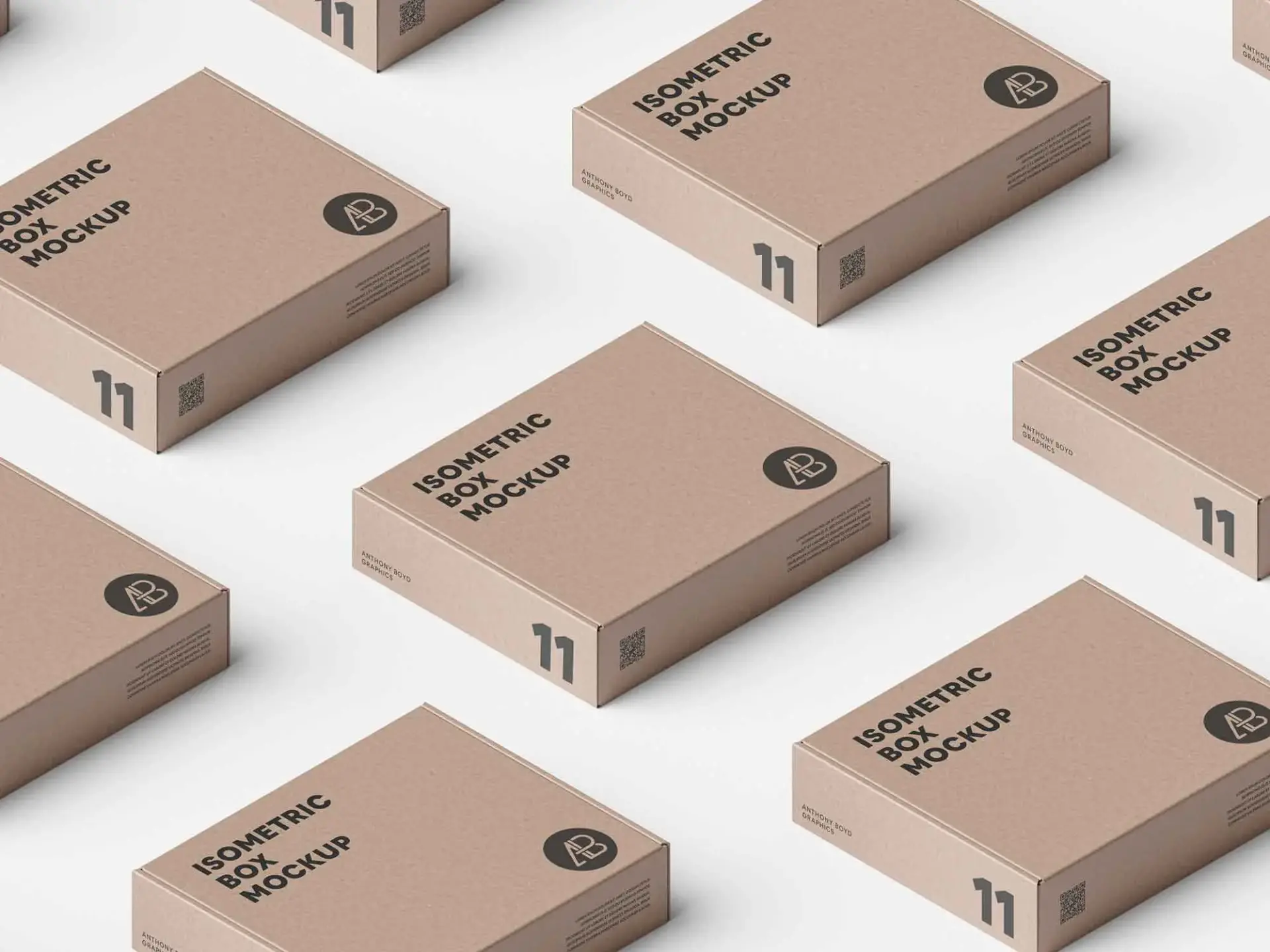 Mockup boite gratuit flap box grid