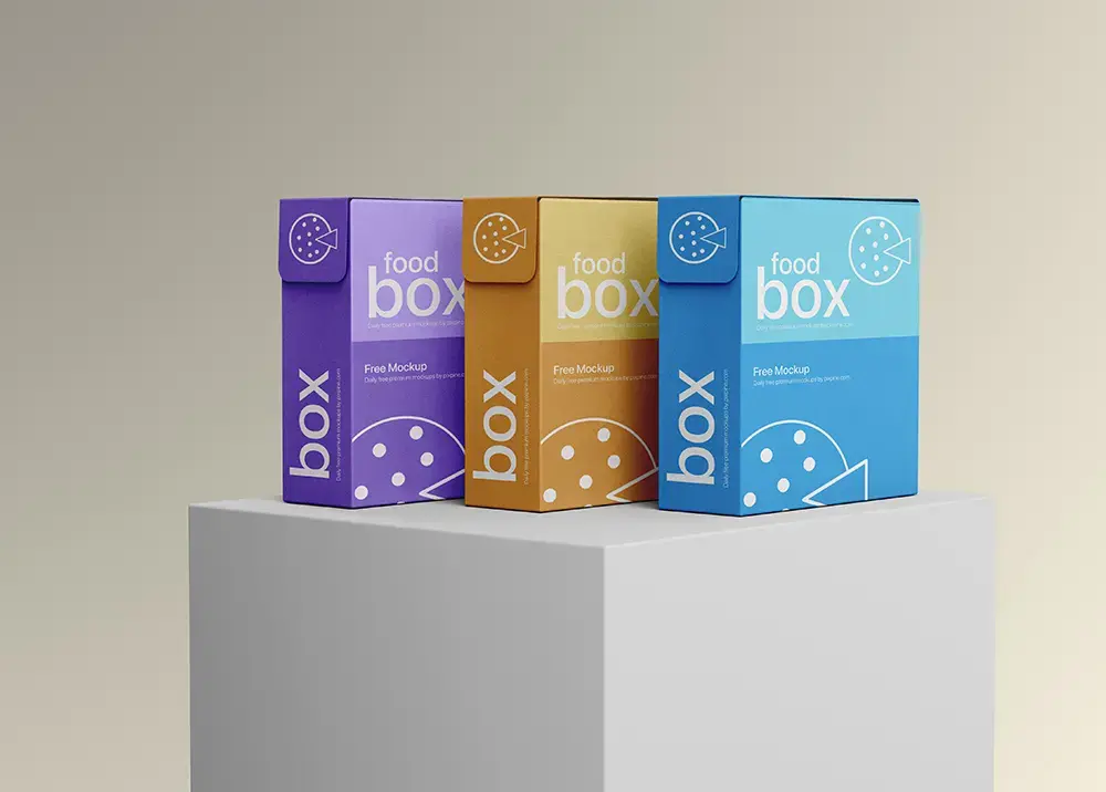 Mockup boite gratuit free food packaging box